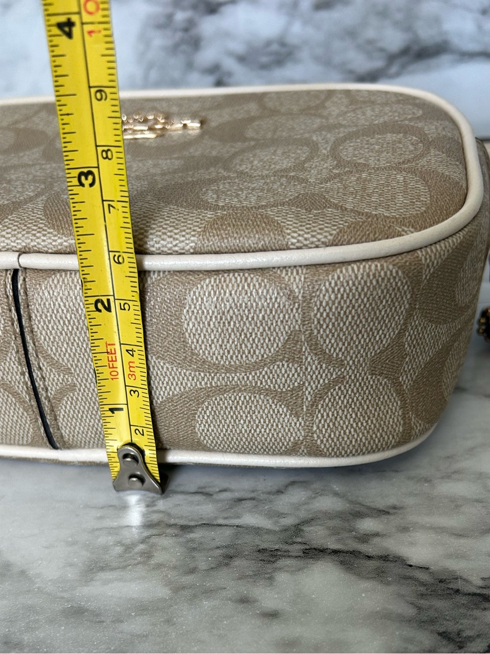 Coach Mini Jamie Camera Bag In Signature Canvas in light khaki / chalk white - Picture 10 of 11